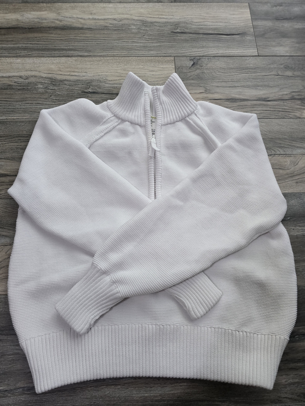 OFFLINE by Aerie White Textured Knit Quarter Zip Sweater Size XS